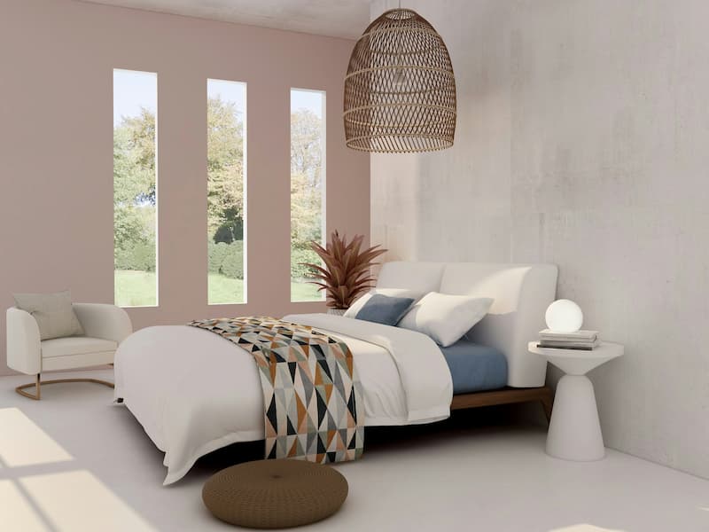 Camera da letto accogliente quiet luxury con tessuti naturali e colori tenui