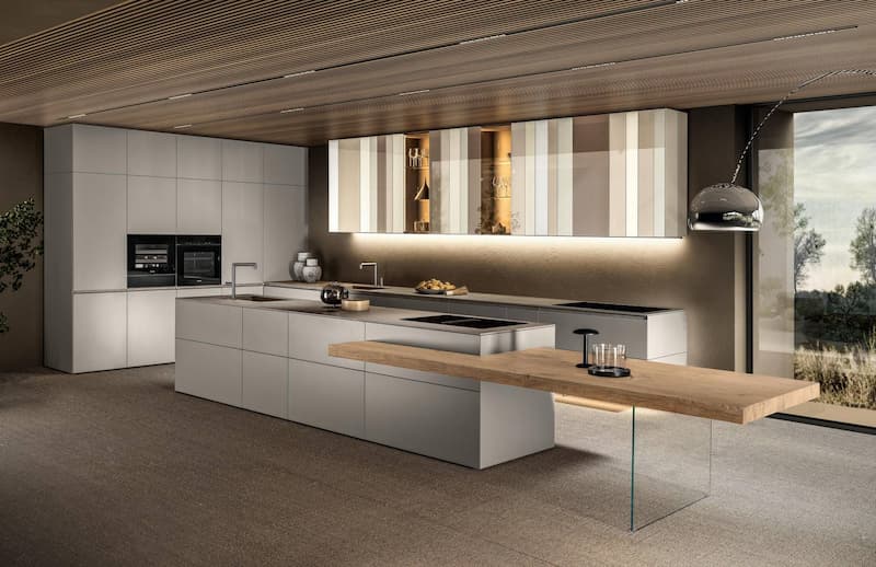 Cucina di design con isola a doppia altezza Lago