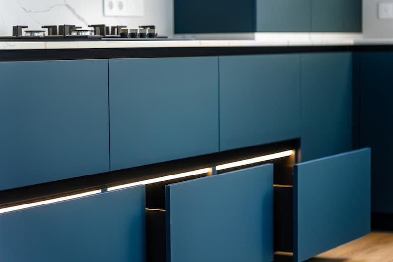 cassettoni per cucina su misura di design blu